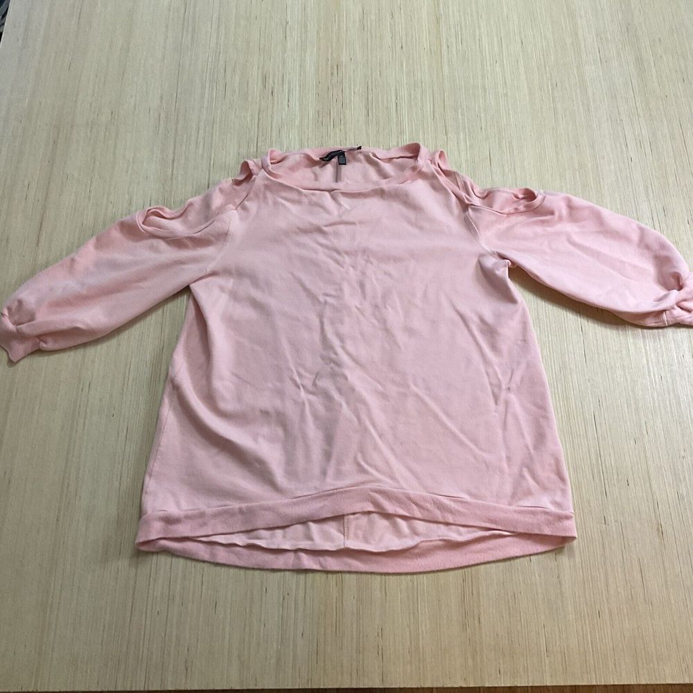 White House Black Market Woman Medium Peachy Pink Top Cold Shoulder  3/4 Sleeve